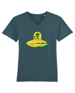  Retro UFO Tricou mânecă scurtă guler V Bărbat Presenter