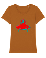  Retro UFO Tricou mânecă scurtă guler larg fitted Damă Expresser