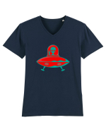  Retro UFO Tricou mânecă scurtă guler V Bărbat Presenter