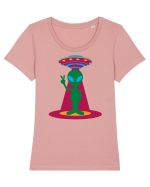  Retro UFO Tricou mânecă scurtă guler larg fitted Damă Expresser