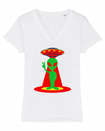 Alien and UFO Tricou mânecă scurtă guler V Damă Evoker