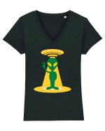 Alien And UFO Tricou mânecă scurtă guler V Damă Evoker