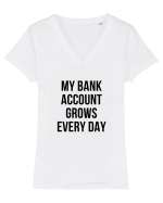 My bank account grows everyday Tricou mânecă scurtă guler V Damă Evoker