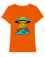 Funny Alien Tricou mânecă scurtă guler larg fitted Damă Expresser