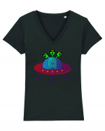 Alien And UFO Tricou mânecă scurtă guler V Damă Evoker