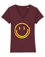 Trippy Smiley Tricou mânecă scurtă guler V Damă Evoker