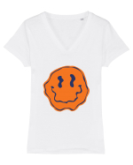 Trippy Smiley Tricou mânecă scurtă guler V Damă Evoker