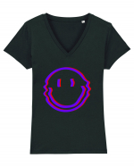 Trippy Smiley Tricou mânecă scurtă guler V Damă Evoker