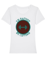 I'd Rather Be Lifting Tricou mânecă scurtă guler larg fitted Damă Expresser