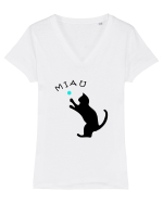 Cat silhouette  Tricou mânecă scurtă guler V Damă Evoker