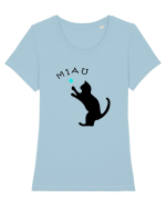 Cat silhouette  Tricou mânecă scurtă guler larg fitted Damă Expresser