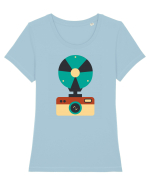 Aparat Foto Retro Vintage Tricou mânecă scurtă guler larg fitted Damă Expresser