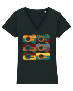 Aparat Foto Retro Vintage Tricou mânecă scurtă guler V Damă Evoker