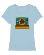 Aparat Foto Retro Vintage Tricou mânecă scurtă guler larg fitted Damă Expresser