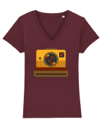Aparat Foto Retro Vintage Tricou mânecă scurtă guler V Damă Evoker