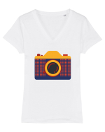 Aparat Foto Retro Vintage Tricou mânecă scurtă guler V Damă Evoker