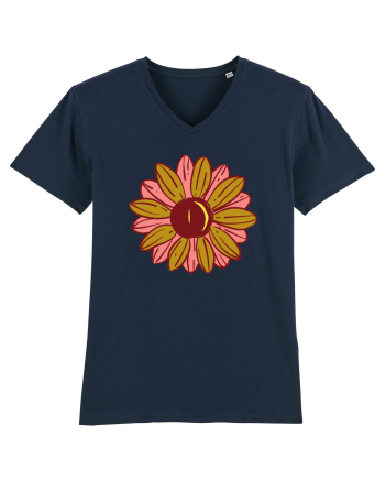 Retro Vintage Flower French Navy