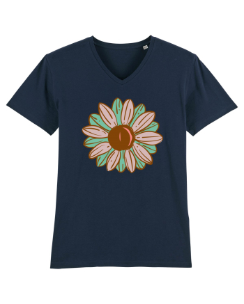 Retro Vintage Flower French Navy