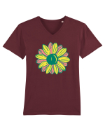 Retro Vintage Flower Tricou mânecă scurtă guler V Bărbat Presenter