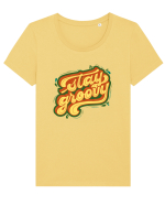 Stay Groovy Tricou mânecă scurtă guler larg fitted Damă Expresser