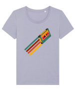 90'S Retro Cassette Tape Tricou mânecă scurtă guler larg fitted Damă Expresser