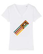 90'S Retro Cassette Tape Tricou mânecă scurtă guler V Damă Evoker