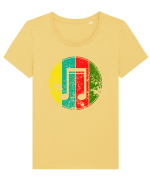 Retro Music Note Tricou mânecă scurtă guler larg fitted Damă Expresser