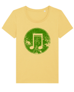 Retro Music Note Tricou mânecă scurtă guler larg fitted Damă Expresser