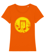 Retro Music Note Tricou mânecă scurtă guler larg fitted Damă Expresser