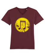 Retro Music Note Tricou mânecă scurtă guler V Bărbat Presenter