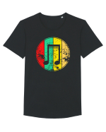 Retro Music Note Tricou mânecă scurtă guler larg Bărbat Skater