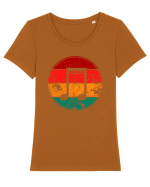 Retro Music Note Tricou mânecă scurtă guler larg fitted Damă Expresser