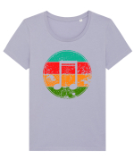 Retro Music Note Tricou mânecă scurtă guler larg fitted Damă Expresser