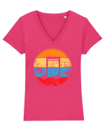 Retro Music Note Tricou mânecă scurtă guler V Damă Evoker