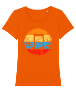 Retro Music Note Tricou mânecă scurtă guler larg fitted Damă Expresser