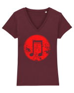 Retro Music Note Tricou mânecă scurtă guler V Damă Evoker