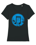 Retro Music Note Tricou mânecă scurtă guler larg fitted Damă Expresser