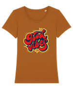 Good Vibes Tricou mânecă scurtă guler larg fitted Damă Expresser