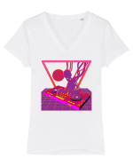 80'S Cyberpunk Dj Tricou mânecă scurtă guler V Damă Evoker