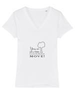 Move on, be happy! Tricou mânecă scurtă guler V Damă Evoker