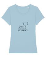 Move on, be happy! Tricou mânecă scurtă guler larg fitted Damă Expresser
