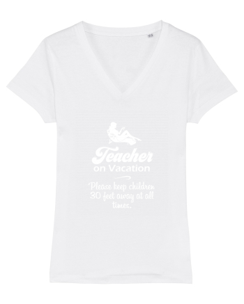 Teacher on vacation. White
