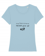 Never give up Tricou mânecă scurtă guler larg fitted Damă Expresser