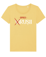 Opriti virusii Tricou mânecă scurtă guler larg fitted Damă Expresser