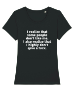 I realize that some people don't like me. Tricou mânecă scurtă guler larg fitted Damă Expresser