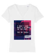 I don't care what I allowed in the past. Tricou mânecă scurtă guler V Damă Evoker
