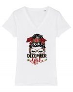 I am a December Girl Sagittarius Sagetator Tricou mânecă scurtă guler V Damă Evoker