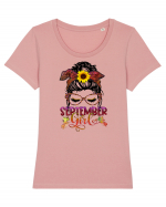 I am a September Girl Virgo Fecioara Tricou mânecă scurtă guler larg fitted Damă Expresser