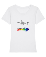 Unicorn rainbow Tricou mânecă scurtă guler larg fitted Damă Expresser