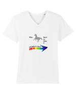 Unicorn rainbow Tricou mânecă scurtă guler V Bărbat Presenter